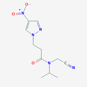molecular formula C11H15N5O3 B2610808 N-(氰基甲基)-3-(4-硝基吡唑-1-基)-N-丙-2-基丙酰胺 CAS No. 1436265-13-2