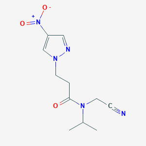 molecular formula C11H15N5O3 B2610808 N-(Cyanomethyl)-3-(4-nitropyrazol-1-yl)-N-propan-2-ylpropanamide CAS No. 1436265-13-2