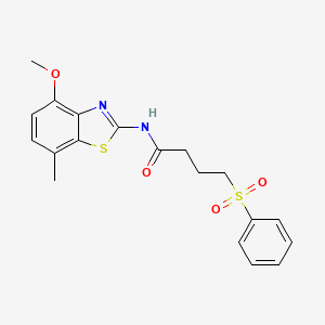 N-(4-methoxy-7-methylbenzo[d]thiazol-2-yl)-4-(phenylsulfonyl)butanamide