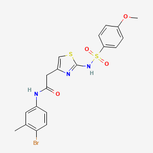 molecular formula C19H18BrN3O4S2 B2610811 N-(4-bromo-3-methylphenyl)-2-(2-(4-methoxyphenylsulfonamido)thiazol-4-yl)acetamide CAS No. 922129-43-9