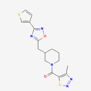 (4-Methyl-1,2,3-thiadiazol-5-yl)(3-((3-(thiophen-3-yl)-1,2,4-oxadiazol-5-yl)methyl)piperidin-1-yl)methanone