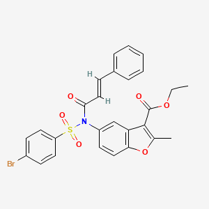 molecular formula C27H22BrNO6S B2610832 ethyl 5-(N-((4-bromophenyl)sulfonyl)cinnamamido)-2-methylbenzofuran-3-carboxylate CAS No. 463353-45-9