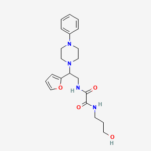 molecular formula C21H28N4O4 B2610836 N1-(2-(furan-2-yl)-2-(4-phenylpiperazin-1-yl)ethyl)-N2-(3-hydroxypropyl)oxalamide CAS No. 877631-49-7