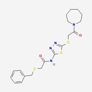 N-[5-[2-(azepan-1-yl)-2-oxoethyl]sulfanyl-1,3,4-thiadiazol-2-yl]-2-benzylsulfanylacetamide