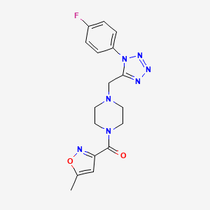 molecular formula C17H18FN7O2 B2610842 (4-((1-(4-氟苯基)-1H-四唑-5-基)甲基)哌嗪-1-基)(5-甲基异恶唑-3-基)甲酮 CAS No. 1040675-78-2