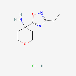 4-(3-Ethyl-1,2,4-oxadiazol-5-yl)oxan-4-amine;hydrochloride