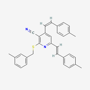 2-[(3-Methylbenzyl)sulfanyl]-4,6-bis(4-methylstyryl)nicotinonitrile
