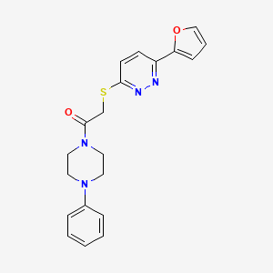 molecular formula C20H20N4O2S B2610868 2-((6-(Furan-2-yl)pyridazin-3-yl)thio)-1-(4-phenylpiperazin-1-yl)ethanone CAS No. 872704-16-0