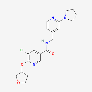 molecular formula C20H23ClN4O3 B2610875 5-chloro-N-((2-(pyrrolidin-1-yl)pyridin-4-yl)methyl)-6-((tetrahydrofuran-3-yl)oxy)nicotinamide CAS No. 1904340-02-8