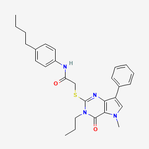 molecular formula C28H32N4O2S B2610881 N-(4-butylphenyl)-2-((5-methyl-4-oxo-7-phenyl-3-propyl-4,5-dihydro-3H-pyrrolo[3,2-d]pyrimidin-2-yl)thio)acetamide CAS No. 1115338-41-4