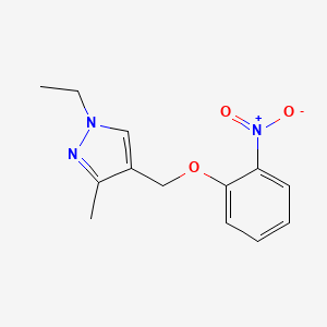 molecular formula C13H15N3O3 B2610888 1-ethyl-3-methyl-4-[(2-nitrophenoxy)methyl]-1H-pyrazole CAS No. 1260379-29-0