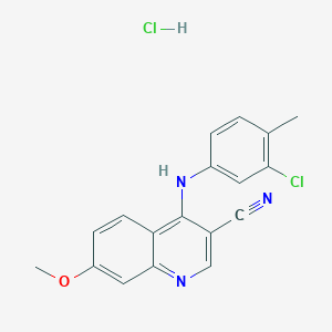 molecular formula C18H15Cl2N3O B2610889 4-((3-Chloro-4-methylphenyl)amino)-7-methoxyquinoline-3-carbonitrile hydrochloride CAS No. 1323529-72-1