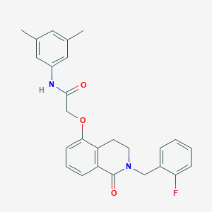 molecular formula C26H25FN2O3 B2610890 N-(3,5-dimethylphenyl)-2-[[2-[(2-fluorophenyl)methyl]-1-oxo-3,4-dihydroisoquinolin-5-yl]oxy]acetamide CAS No. 850907-19-6