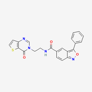 molecular formula C22H16N4O3S B2610894 N-(2-(4-氧代噻吩并[3,2-d]嘧啶-3(4H)-基)乙基)-3-苯基苯并[c]异恶唑-5-甲酰胺 CAS No. 2034272-72-3