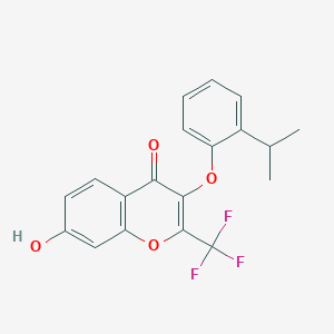 molecular formula C19H15F3O4 B2610900 7-Hydroxy-3-[2-(methylethyl)phenoxy]-2-(trifluoromethyl)chromen-4-one CAS No. 449745-81-7