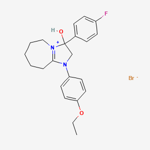 molecular formula C22H26BrFN2O2 B2610901 1-(4-ethoxyphenyl)-3-(4-fluorophenyl)-3-hydroxy-3,5,6,7,8,9-hexahydro-2H-imidazo[1,2-a]azepin-1-ium bromide CAS No. 1107550-29-7
