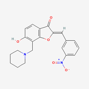 molecular formula C21H20N2O5 B2610917 (Z)-6-hydroxy-2-(3-nitrobenzylidene)-7-(piperidin-1-ylmethyl)benzofuran-3(2H)-one CAS No. 899388-29-5