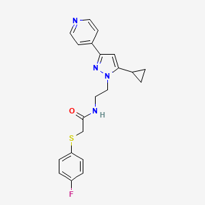 N-(2-(5-cyclopropyl-3-(pyridin-4-yl)-1H-pyrazol-1-yl)ethyl)-2-((4-fluorophenyl)thio)acetamide