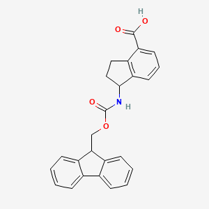 molecular formula C25H21NO4 B2610936 1-(9H-Fluoren-9-ylmethoxycarbonylamino)-2,3-dihydro-1H-indene-4-carboxylic acid CAS No. 2445793-82-6