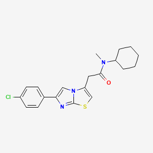 molecular formula C20H22ClN3OS B2610952 2-(6-(4-chlorophenyl)imidazo[2,1-b]thiazol-3-yl)-N-cyclohexyl-N-methylacetamide CAS No. 897457-89-5