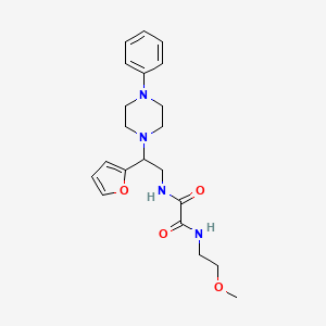 molecular formula C21H28N4O4 B2610958 N1-(2-(呋喃-2-基)-2-(4-苯基哌嗪-1-基)乙基)-N2-(2-甲氧基乙基)草酰胺 CAS No. 877631-40-8