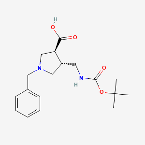 molecular formula C18H26N2O4 B2610965 (3S,4R)-1-苄基-4-[[(2-甲基丙烷-2-基)氧羰基氨基]甲基]吡咯烷-3-羧酸 CAS No. 1931953-28-4