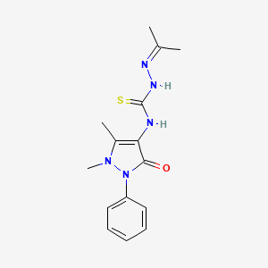 molecular formula C15H19N5OS B2610969 1-(1,5-二甲基-3-氧代-2-苯基吡唑-4-基)-3-(丙-2-亚烷基氨基)硫脲 CAS No. 392236-98-5
