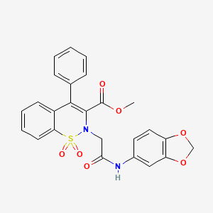 molecular formula C25H20N2O7S B2610973 methyl 2-(2-(benzo[d][1,3]dioxol-5-ylamino)-2-oxoethyl)-4-phenyl-2H-benzo[e][1,2]thiazine-3-carboxylate 1,1-dioxide CAS No. 1114651-04-5