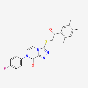 molecular formula C22H19FN4O2S B2610975 7-(4-fluorophenyl)-3-((2-oxo-2-(2,4,5-trimethylphenyl)ethyl)thio)-[1,2,4]triazolo[4,3-a]pyrazin-8(7H)-one CAS No. 1243017-05-1
