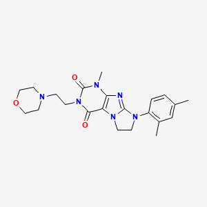 molecular formula C22H28N6O3 B2610977 8-(2,4-Dimethylphenyl)-1-methyl-3-(2-morpholin-4-ylethyl)-1,3,5-trihydroimidaz olidino[1,2-h]purine-2,4-dione CAS No. 919032-79-4