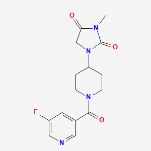 molecular formula C15H17FN4O3 B2610979 1-(1-(5-Fluoronicotinoyl)piperidin-4-yl)-3-methylimidazolidine-2,4-dione CAS No. 2195882-37-0
