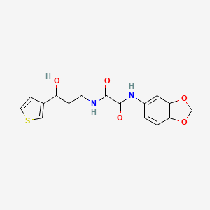 molecular formula C16H16N2O5S B2610981 N1-(benzo[d][1,3]dioxol-5-yl)-N2-(3-hydroxy-3-(thiophen-3-yl)propyl)oxalamide CAS No. 2034405-10-0