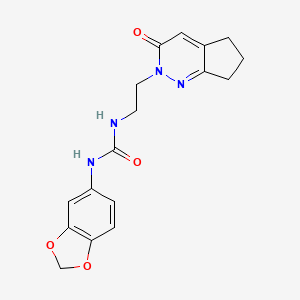 molecular formula C17H18N4O4 B2610983 1-(benzo[d][1,3]dioxol-5-yl)-3-(2-(3-oxo-3,5,6,7-tetrahydro-2H-cyclopenta[c]pyridazin-2-yl)ethyl)urea CAS No. 2097917-20-7