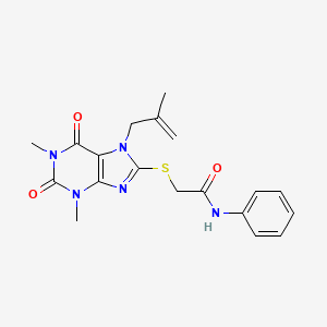 2-{[1,3-dimethyl-7-(2-methylprop-2-en-1-yl)-2,6-dioxo-2,3,6,7-tetrahydro-1H-purin-8-yl]sulfanyl}-N-phenylacetamide