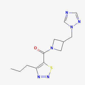 molecular formula C12H16N6OS B2610991 (3-((1H-1,2,4-triazol-1-yl)methyl)azetidin-1-yl)(4-propyl-1,2,3-thiadiazol-5-yl)methanone CAS No. 2309597-72-4