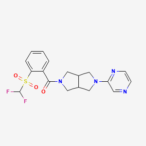 molecular formula C18H18F2N4O3S B2610994 [2-(Difluoromethylsulfonyl)phenyl]-(2-pyrazin-2-yl-1,3,3a,4,6,6a-hexahydropyrrolo[3,4-c]pyrrol-5-yl)methanone CAS No. 2415512-86-4