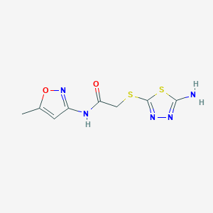 molecular formula C8H9N5O2S2 B2610996 2-(5-Amino-[1,3,4]thiadiazol-2-ylsulfanyl)-N-(5-methyl-isoxazol-3-yl)-acetamide CAS No. 309289-15-4