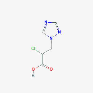 molecular formula C5H6ClN3O2 B2611004 2-chloro-3-(1H-1,2,4-triazol-1-yl)propanoic acid CAS No. 1564684-96-3
