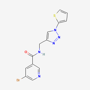 molecular formula C13H10BrN5OS B2611007 5-bromo-N-((1-(thiophen-2-yl)-1H-1,2,3-triazol-4-yl)methyl)nicotinamide CAS No. 2034560-73-9