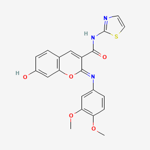 (2Z)-2-[(3,4-dimethoxyphenyl)imino]-7-hydroxy-N-(1,3-thiazol-2-yl)-2H-chromene-3-carboxamide