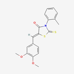 molecular formula C19H17NO3S2 B2611030 (5Z)-5-[(3,4-二甲氧基苯基)亚甲基]-3-(2-甲苯基)-2-硫代亚甲基-1,3-噻唑烷-4-酮 CAS No. 307525-34-4