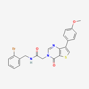 molecular formula C22H18BrN3O3S B2611031 N-(2-溴苄基)-2-[7-(4-甲氧基苯基)-4-氧代噻吩并[3,2-d]嘧啶-3(4H)-基]乙酰胺 CAS No. 1207018-12-9