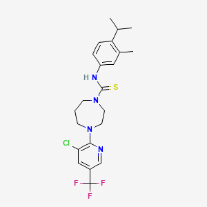 molecular formula C22H26ClF3N4S B2611043 4-[3-chloro-5-(trifluoromethyl)pyridin-2-yl]-N-(3-methyl-4-propan-2-ylphenyl)-1,4-diazepane-1-carbothioamide CAS No. 1024194-20-4