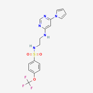 molecular formula C17H16F3N5O3S B2611044 N-(2-((6-(1H-pyrrol-1-yl)pyrimidin-4-yl)amino)ethyl)-4-(trifluoromethoxy)benzenesulfonamide CAS No. 1421484-83-4