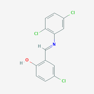 molecular formula C13H8Cl3NO B2611051 4-chloro-2-{(E)-[(2,5-dichlorophenyl)imino]methyl}phenol CAS No. 75854-16-9