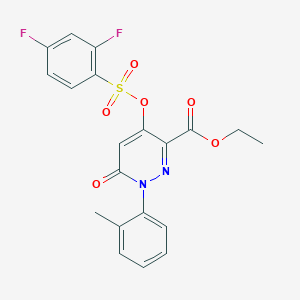 molecular formula C20H16F2N2O6S B2611052 4-(((2,4-二氟苯基)磺酰基)氧基)-6-氧代-1-(邻甲苯基)-1,6-二氢哒嗪-3-羧酸乙酯 CAS No. 899959-61-6