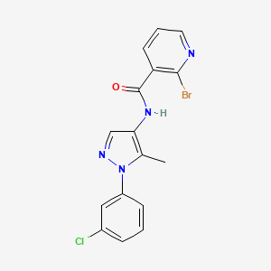 molecular formula C16H12BrClN4O B2611055 2-Bromo-N-[1-(3-chlorophenyl)-5-methylpyrazol-4-YL]pyridine-3-carboxamide CAS No. 1825540-44-0