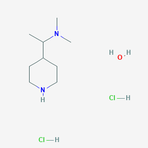 molecular formula C9H24Cl2N2O B2611062 二盐酸二甲基-1-(4-哌啶基)乙胺水合物 CAS No. 915919-71-0