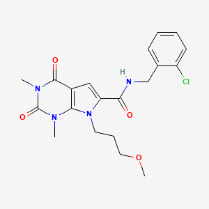 molecular formula C20H23ClN4O4 B2611064 N-(2-chlorobenzyl)-7-(3-methoxypropyl)-1,3-dimethyl-2,4-dioxo-2,3,4,7-tetrahydro-1H-pyrrolo[2,3-d]pyrimidine-6-carboxamide CAS No. 1021217-34-4