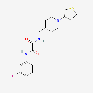 molecular formula C19H26FN3O2S B2611066 N1-(3-fluoro-4-methylphenyl)-N2-((1-(tetrahydrothiophen-3-yl)piperidin-4-yl)methyl)oxalamide CAS No. 2034507-78-1